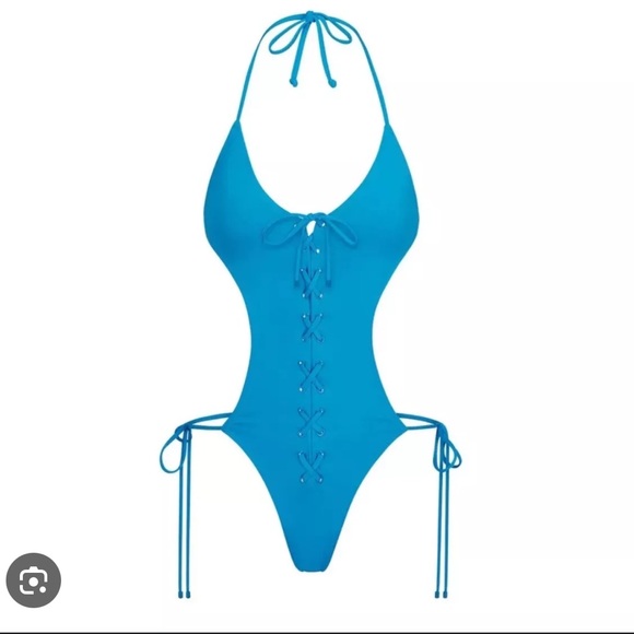Skims one piece bathing suit color blue size medium. Monokini in turquoise. - Picture 2 of 2